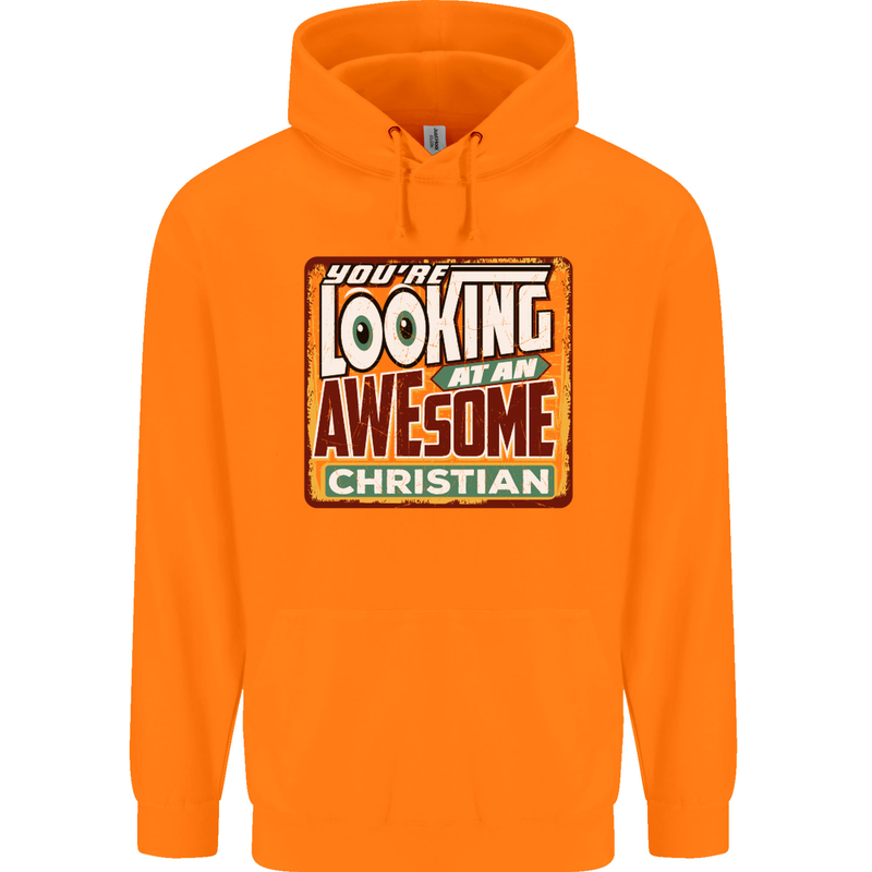 An Awesome Christian Christianity Mens 80% Cotton Hoodie Orange