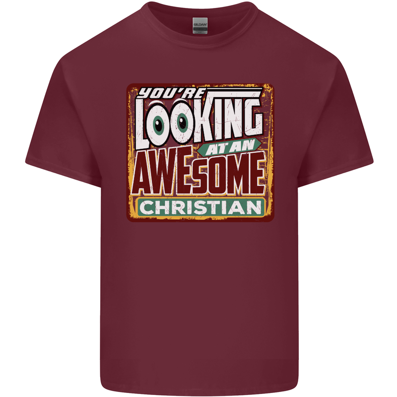 An Awesome Christian Christianity Mens Cotton T-Shirt Tee Top Maroon