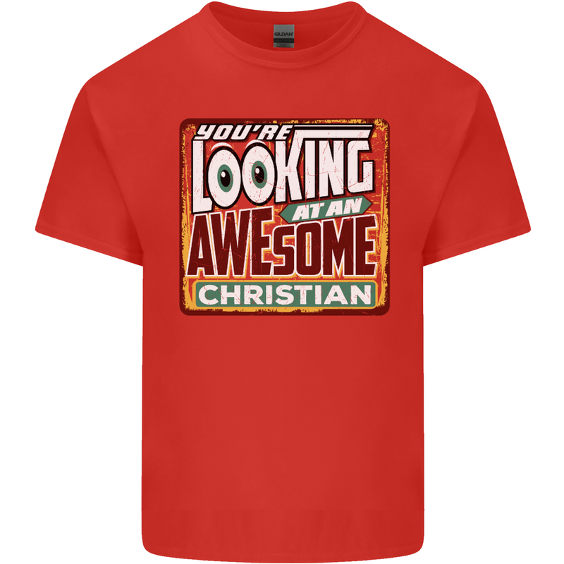 An Awesome Christian Christianity Mens Cotton T-Shirt Tee Top Red