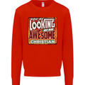 An Awesome Christian Christianity Mens Sweatshirt Jumper Bright Red