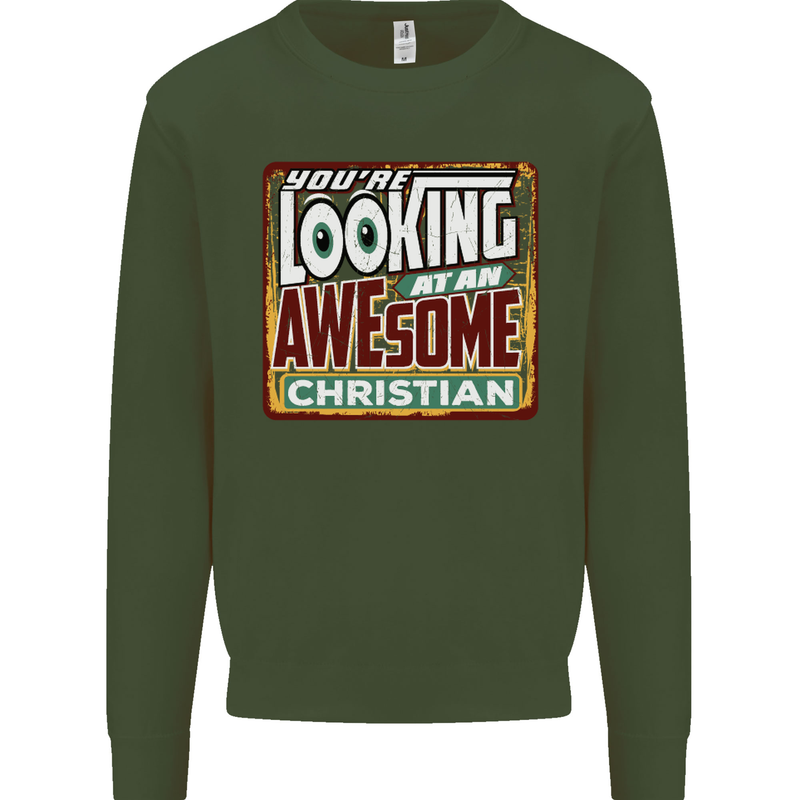 An Awesome Christian Christianity Mens Sweatshirt Jumper Forest Green
