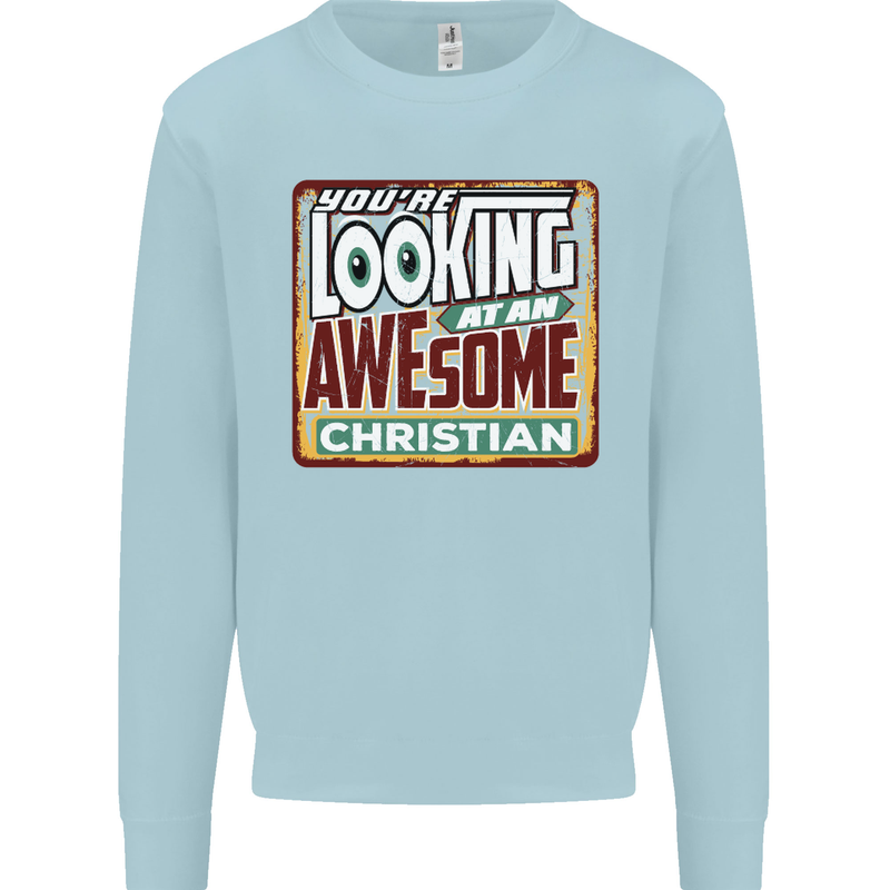 An Awesome Christian Christianity Mens Sweatshirt Jumper Light Blue
