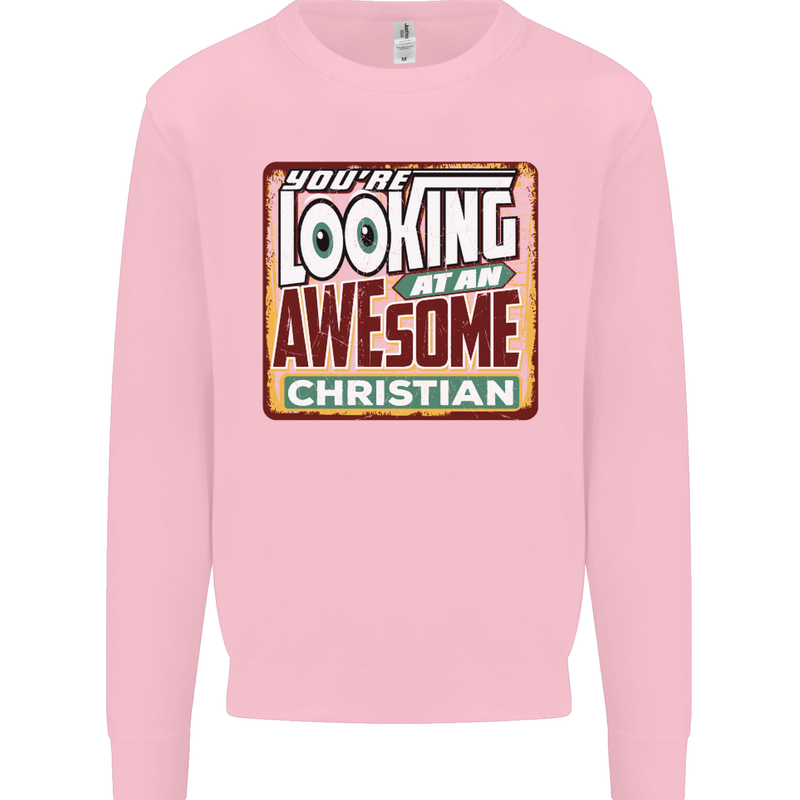 An Awesome Christian Christianity Mens Sweatshirt Jumper Light Pink