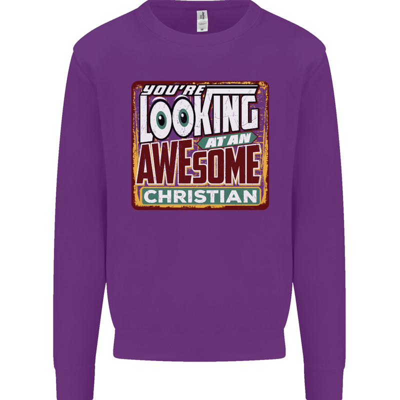 An Awesome Christian Christianity Mens Sweatshirt Jumper Purple