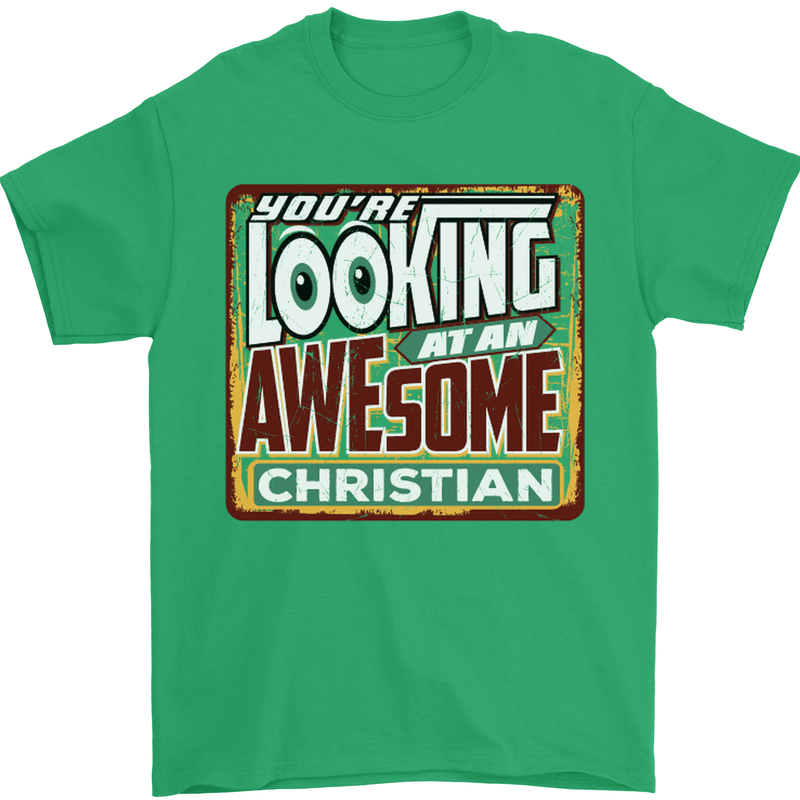 An Awesome Christian Christianity Mens T-Shirt Cotton Gildan Irish Green