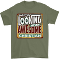 An Awesome Christian Christianity Mens T-Shirt Cotton Gildan Military Green
