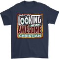 An Awesome Christian Christianity Mens T-Shirt Cotton Gildan Navy Blue