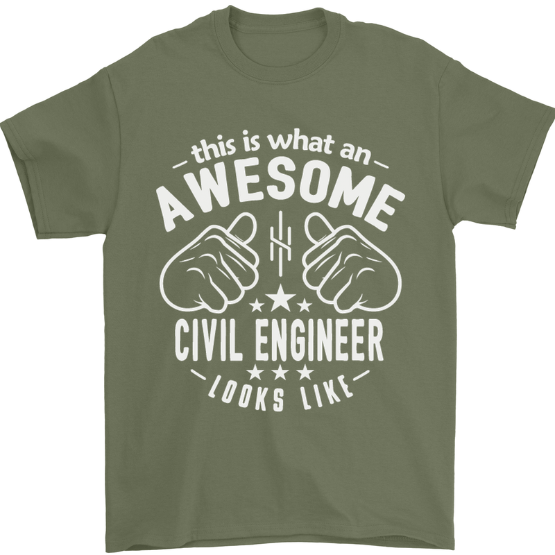 An Awesome Civil Engineer Looks Like Mens T-Shirt Cotton Gildan Military Green