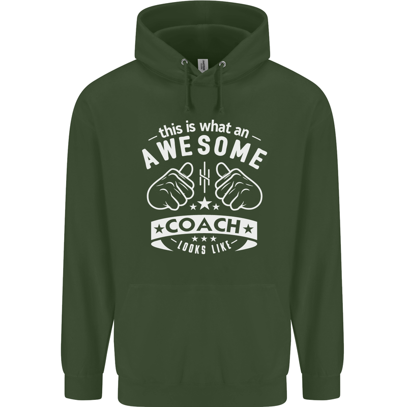 An Awesome Coach Looks Like Golf Tennis Childrens Kids Hoodie Forest Green