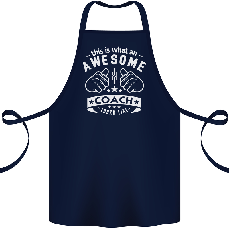 An Awesome Coach Looks Like Golf Tennis Cotton Apron 100% Organic Navy Blue
