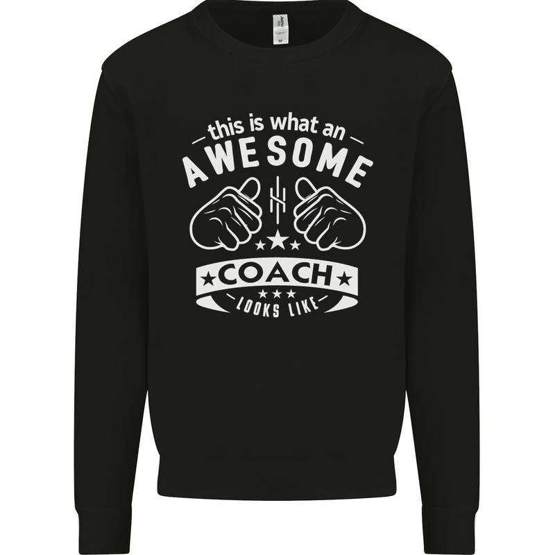 An Awesome Coach Looks Like Golf Tennis Kids Sweatshirt Jumper Black