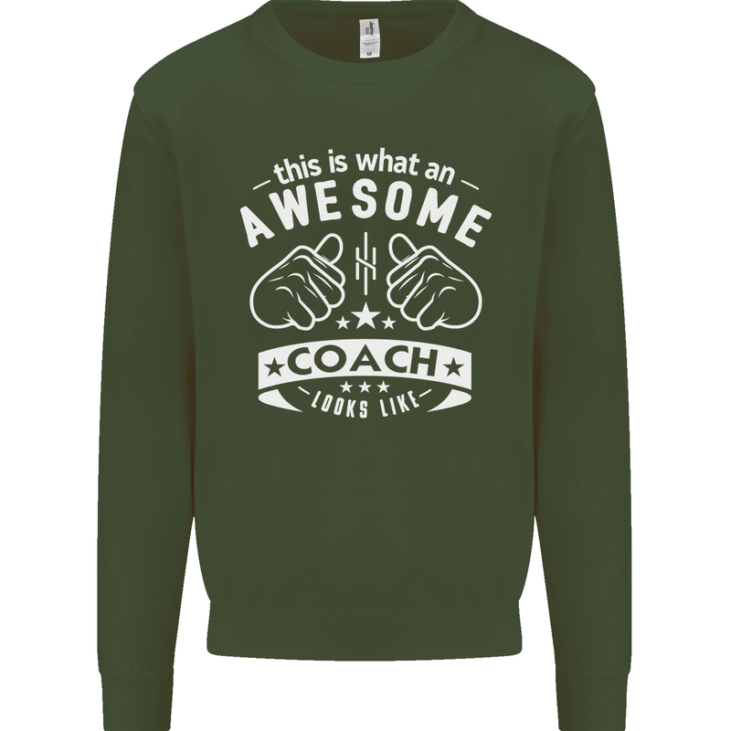An Awesome Coach Looks Like Golf Tennis Kids Sweatshirt Jumper Forest Green