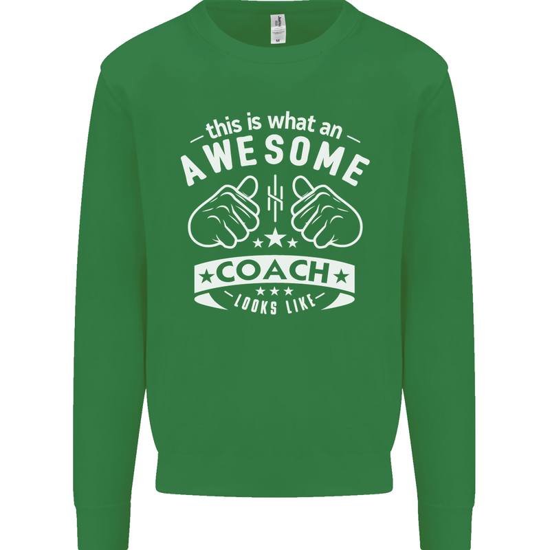 An Awesome Coach Looks Like Golf Tennis Kids Sweatshirt Jumper Irish Green