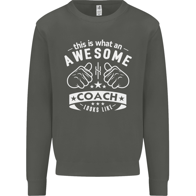 An Awesome Coach Looks Like Golf Tennis Kids Sweatshirt Jumper Storm Grey