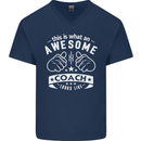 An Awesome Coach Looks Like Golf Tennis Mens V-Neck Cotton T-Shirt Navy Blue