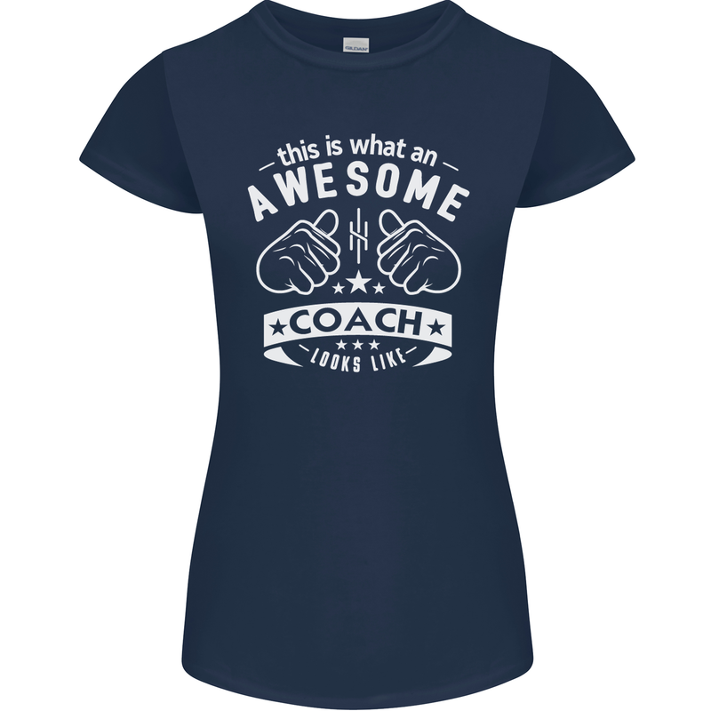 An Awesome Coach Looks Like Golf Tennis Womens Petite Cut T-Shirt Navy Blue