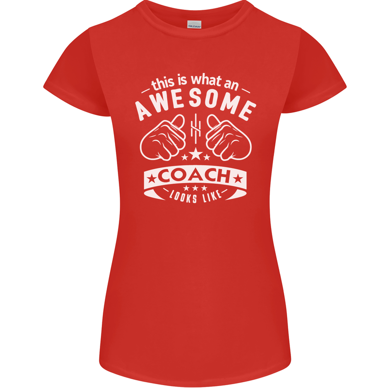 An Awesome Coach Looks Like Golf Tennis Womens Petite Cut T-Shirt Red