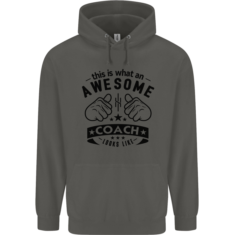 An Awesome Coach Looks Like Rugby Football Childrens Kids Hoodie Storm Grey