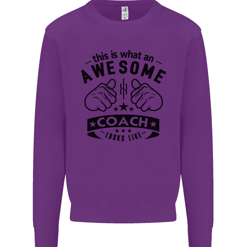 An Awesome Coach Looks Like Rugby Football Kids Sweatshirt Jumper Purple