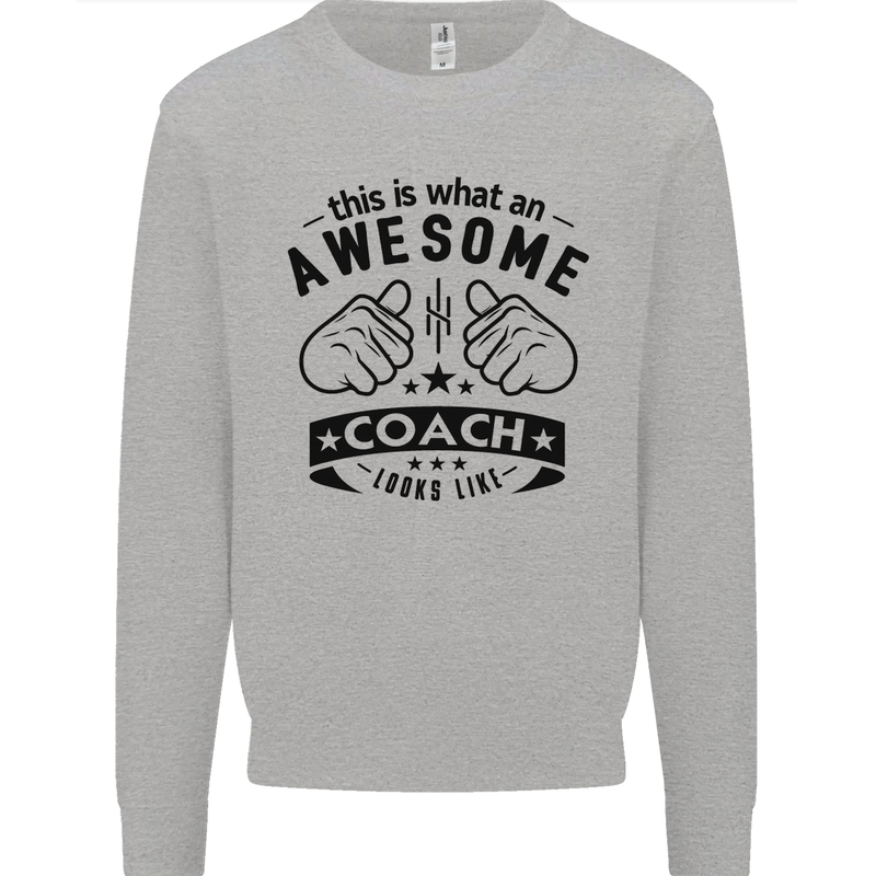 An Awesome Coach Looks Like Rugby Football Kids Sweatshirt Jumper Sports Grey