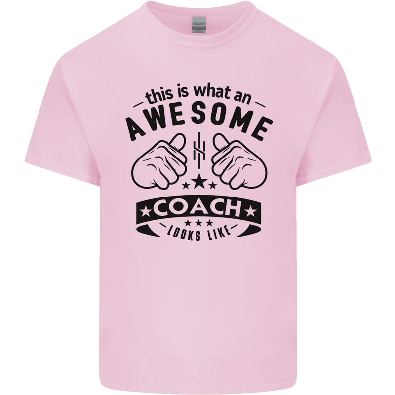 An Awesome Coach Looks Like Rugby Football Kids T-Shirt Childrens Light Pink