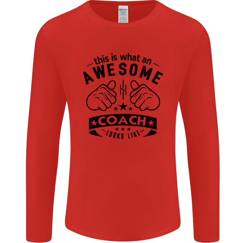 An Awesome Coach Looks Like Rugby Football Mens Long Sleeve T-Shirt Red
