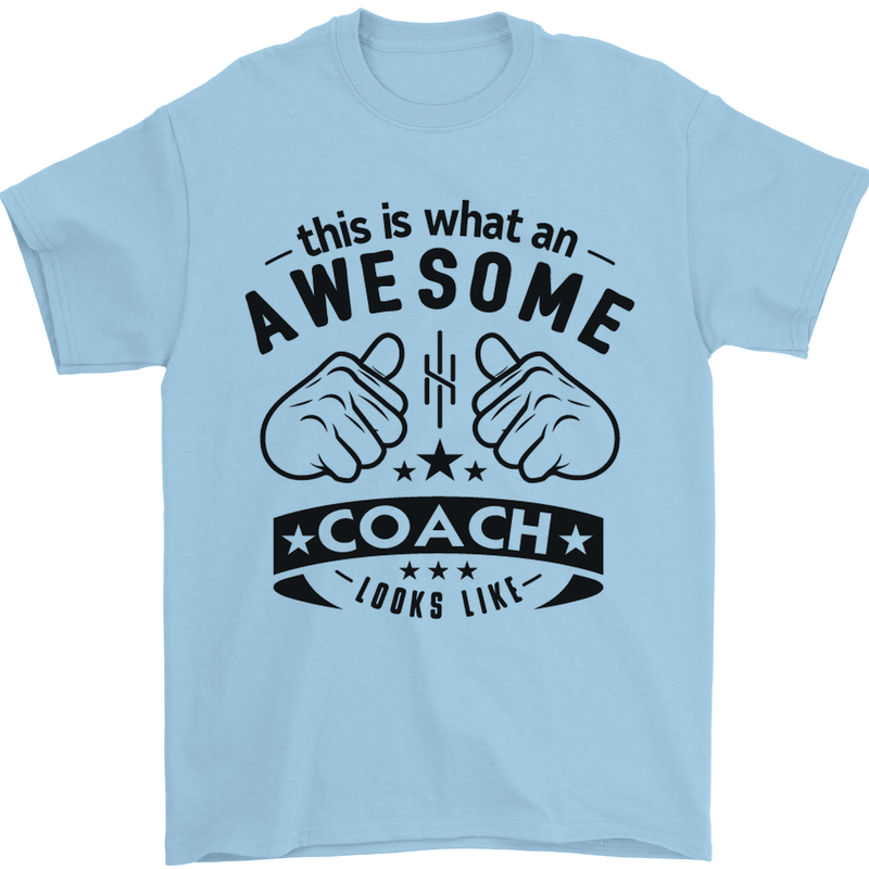An Awesome Coach Looks Like Rugby Football Mens T-Shirt Cotton Gildan Light Blue