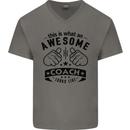 An Awesome Coach Looks Like Rugby Football Mens V-Neck Cotton T-Shirt Charcoal