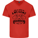 An Awesome Coach Looks Like Rugby Football Mens V-Neck Cotton T-Shirt Red
