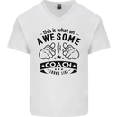 An Awesome Coach Looks Like Rugby Football Mens V-Neck Cotton T-Shirt White