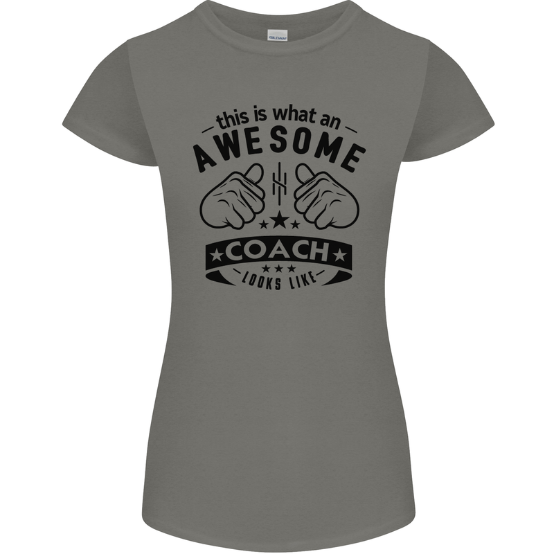 An Awesome Coach Looks Like Rugby Football Womens Petite Cut T-Shirt Charcoal