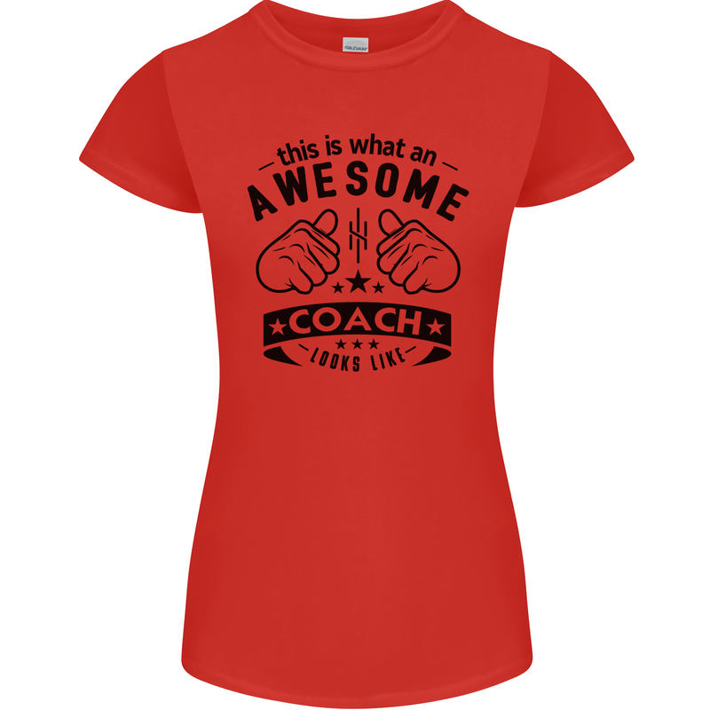 An Awesome Coach Looks Like Rugby Football Womens Petite Cut T-Shirt Red