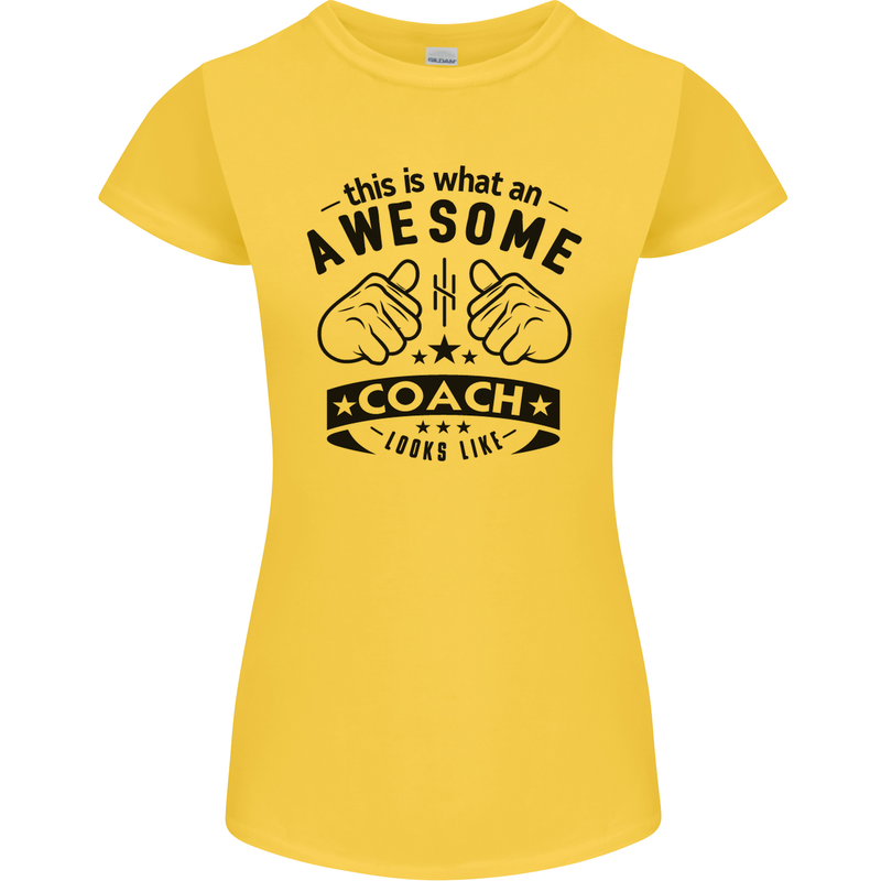 An Awesome Coach Looks Like Rugby Football Womens Petite Cut T-Shirt Yellow