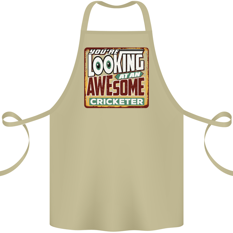 An Awesome Cricketer Cotton Apron 100% Organic Khaki