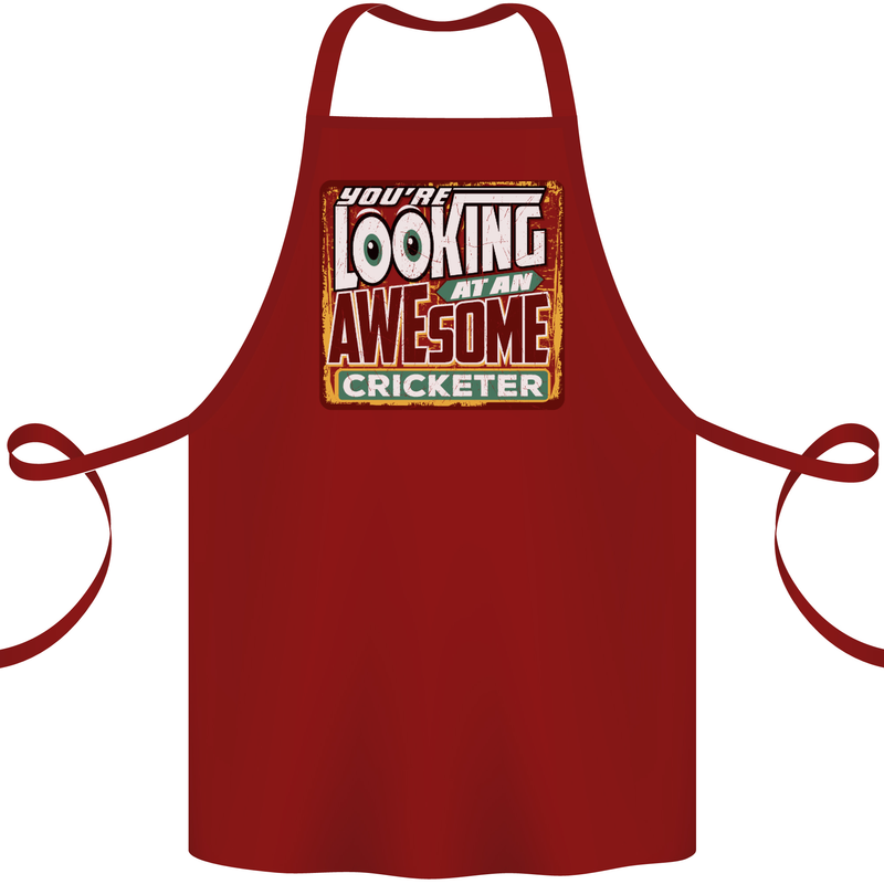 An Awesome Cricketer Cotton Apron 100% Organic Maroon
