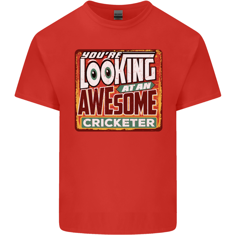 An Awesome Cricketer Kids T-Shirt Childrens Red