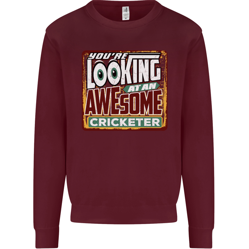 An Awesome Cricketer Mens Sweatshirt Jumper Maroon