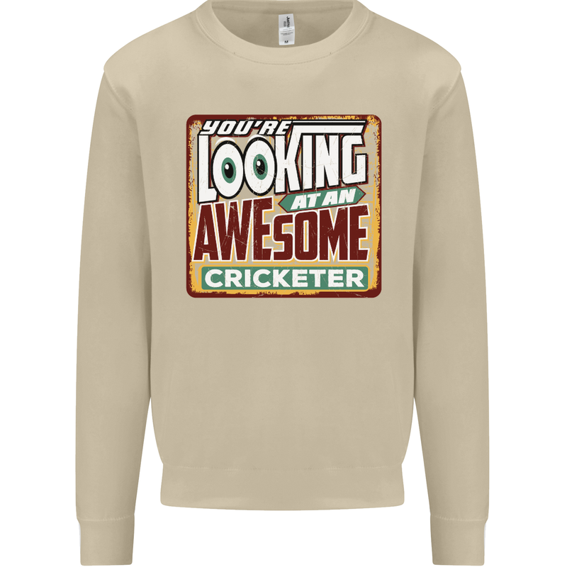 An Awesome Cricketer Mens Sweatshirt Jumper Sand