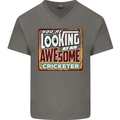 An Awesome Cricketer Mens V-Neck Cotton T-Shirt Charcoal