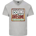 An Awesome Cricketer Mens V-Neck Cotton T-Shirt Sports Grey