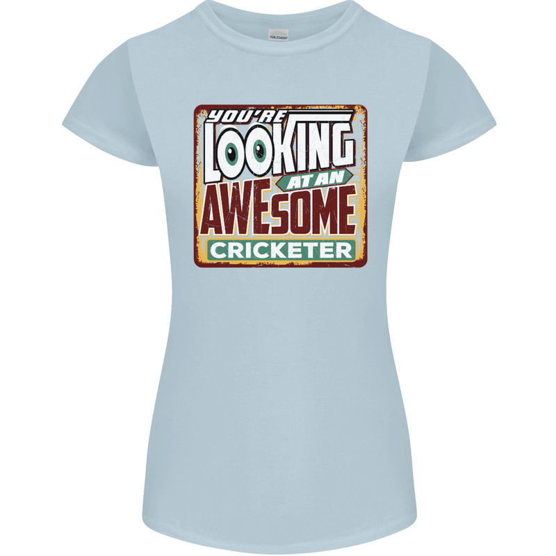 An Awesome Cricketer Womens Petite Cut T-Shirt Light Blue