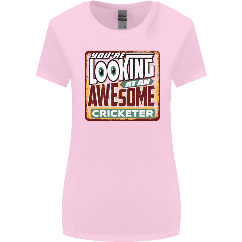 An Awesome Cricketer Womens Wider Cut T-Shirt Light Pink