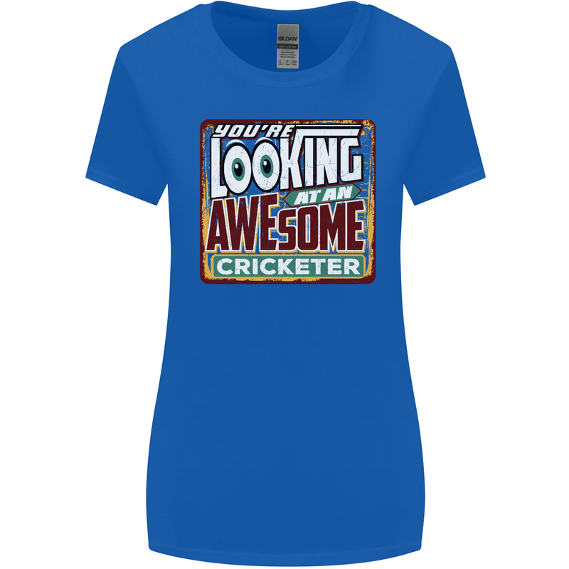 An Awesome Cricketer Womens Wider Cut T-Shirt Royal Blue