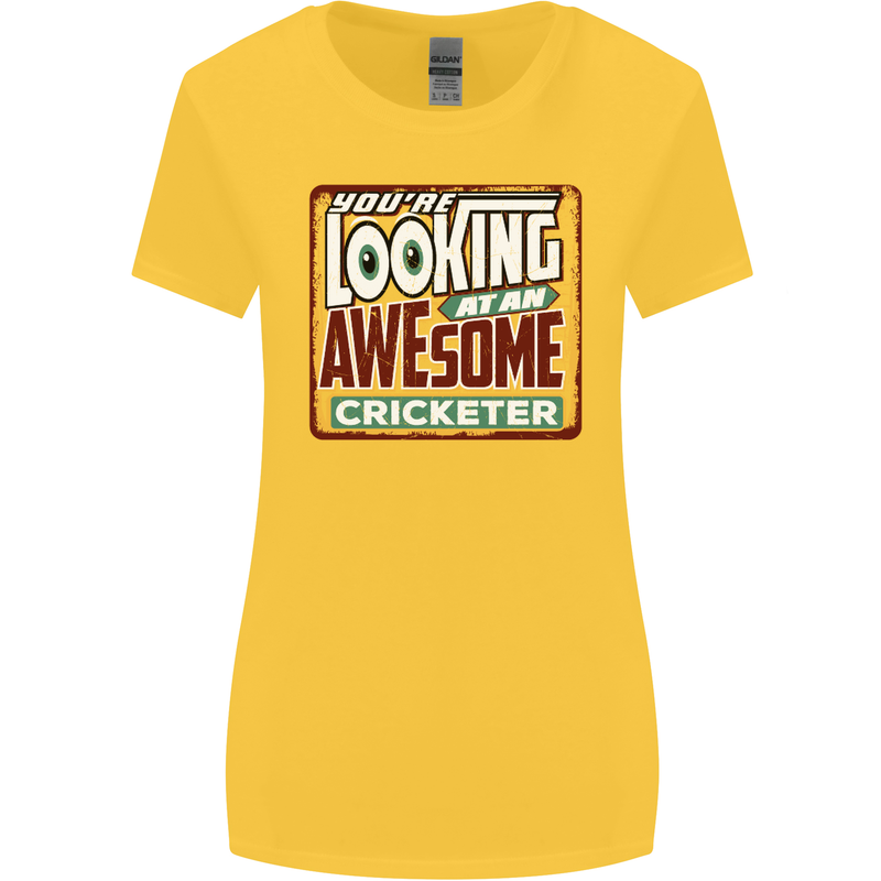 An Awesome Cricketer Womens Wider Cut T-Shirt Yellow