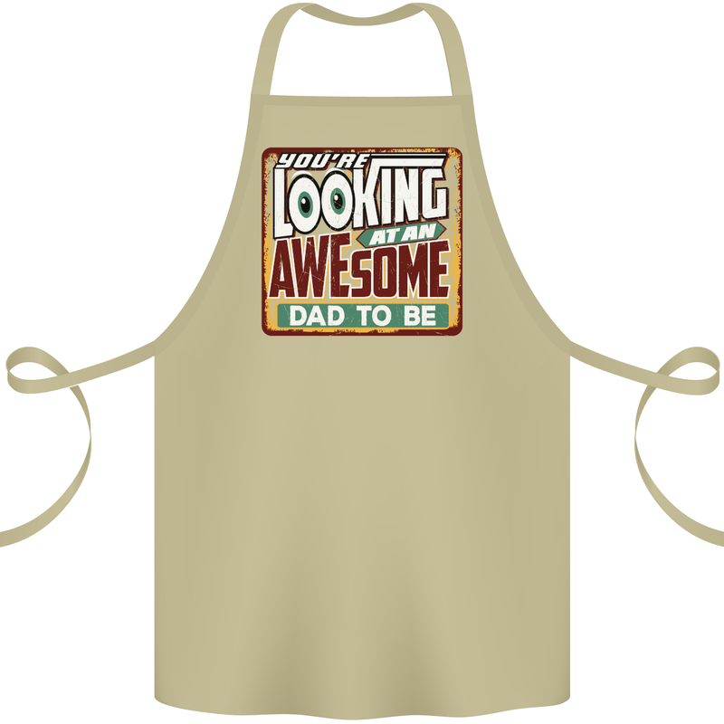 An Awesome Dad to Be New Daddy Baby Cotton Apron 100% Organic Khaki