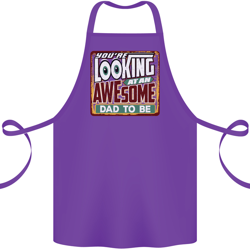 An Awesome Dad to Be New Daddy Baby Cotton Apron 100% Organic Purple