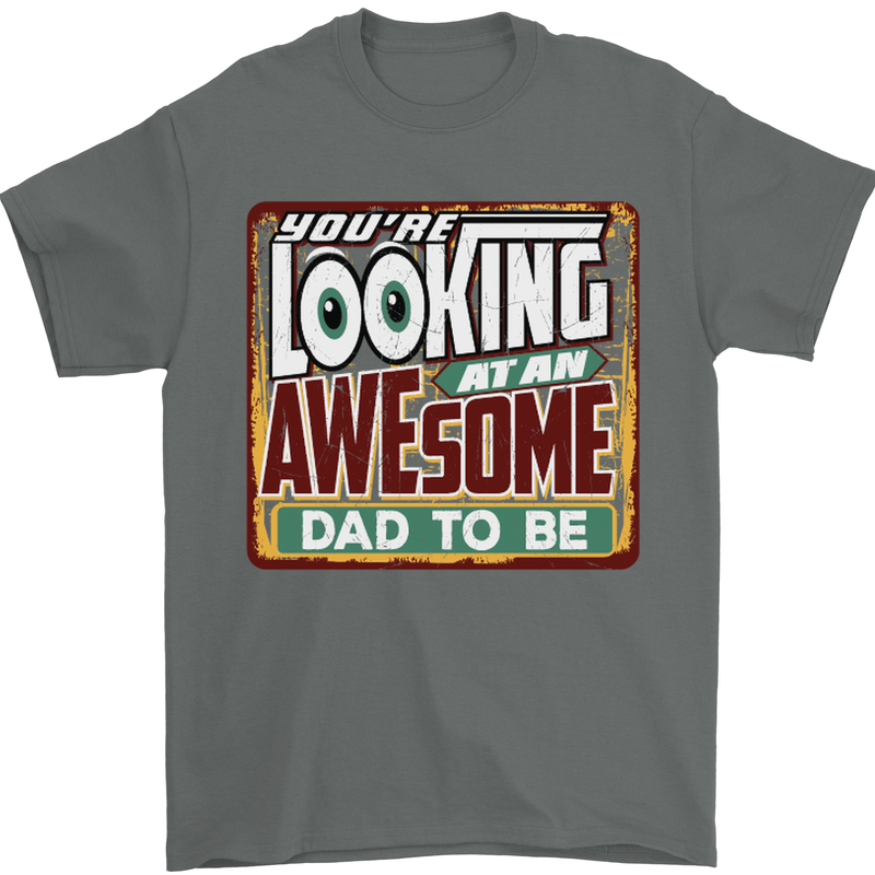 An Awesome Dad to Be New Daddy Baby Mens T-Shirt Cotton Gildan Charcoal