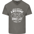 An Awesome Dinner Lady Looks Like Mens V-Neck Cotton T-Shirt Charcoal