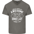 An Awesome Dinner Lady Looks Like Mens V-Neck Cotton T-Shirt Charcoal
