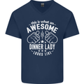 An Awesome Dinner Lady Looks Like Mens V-Neck Cotton T-Shirt Navy Blue
